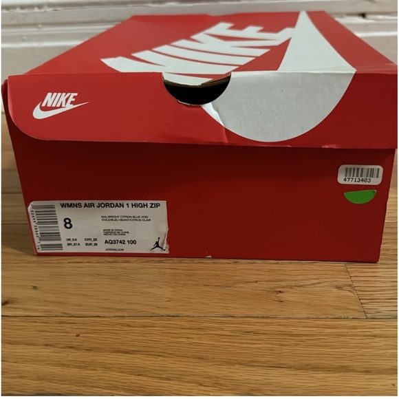 -Wmns Air Jordan 1 High Zip 'Blue Void Citron' - Picture 6 of 9